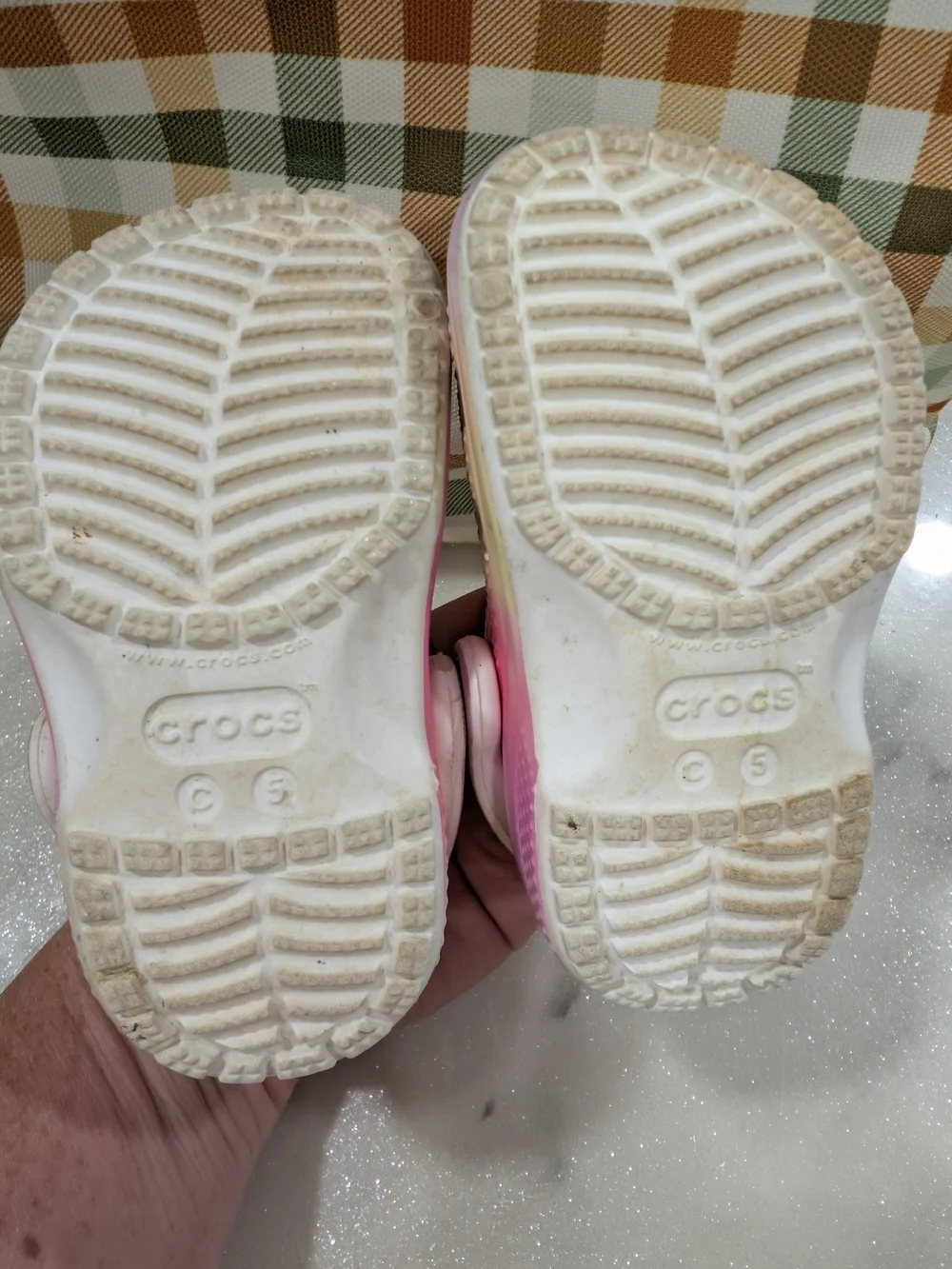 CROCS Kids Pink Gradient Clogs with Rainbow & Cloud Charms